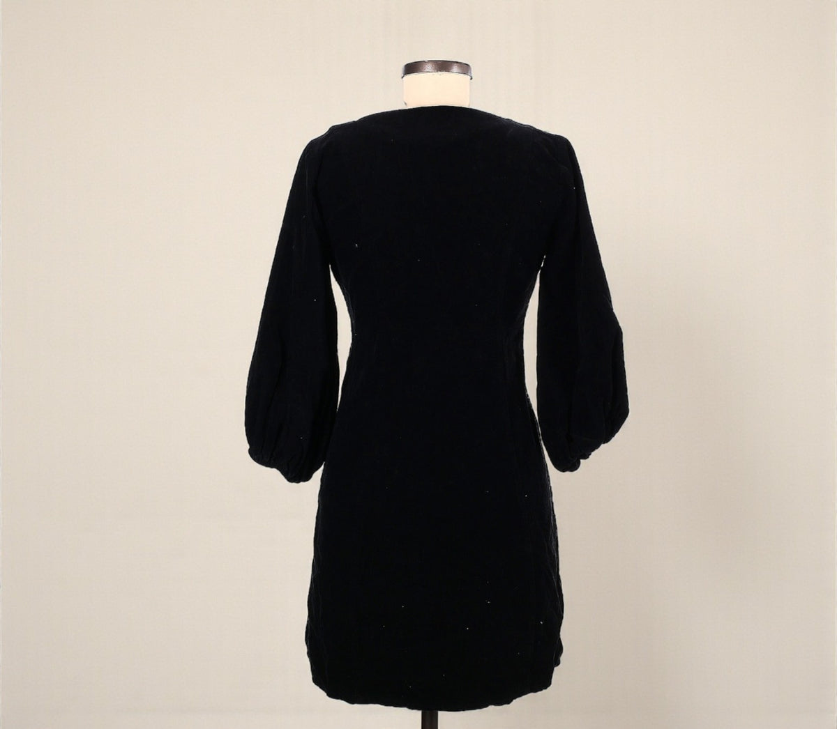 Black Corduroy Long Sleeve Button-Front Mini Dress (Size Medium) image 1