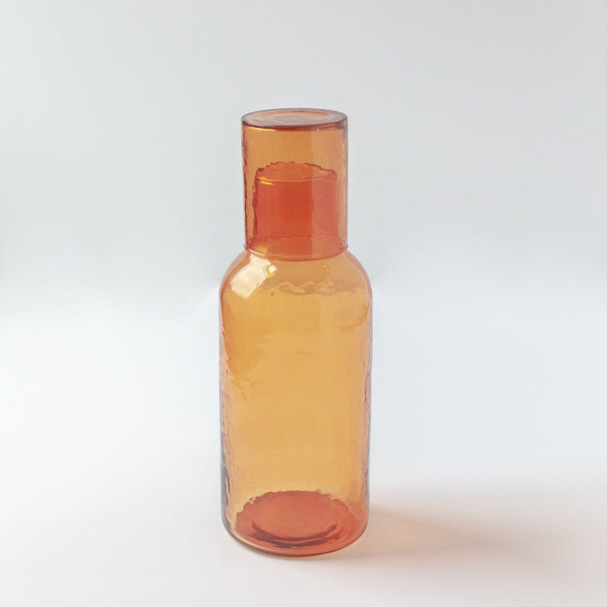 Handblown Hammered Carafe Set | Amber