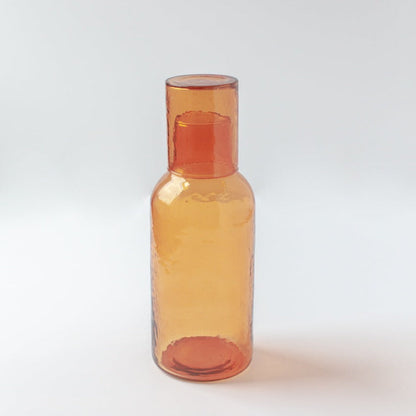 Handblown Hammered Carafe Set | Amber