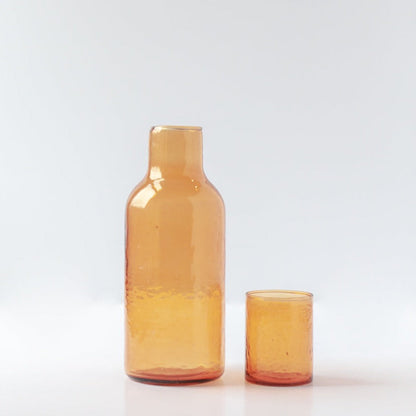 Handblown Hammered Carafe Set | Amber