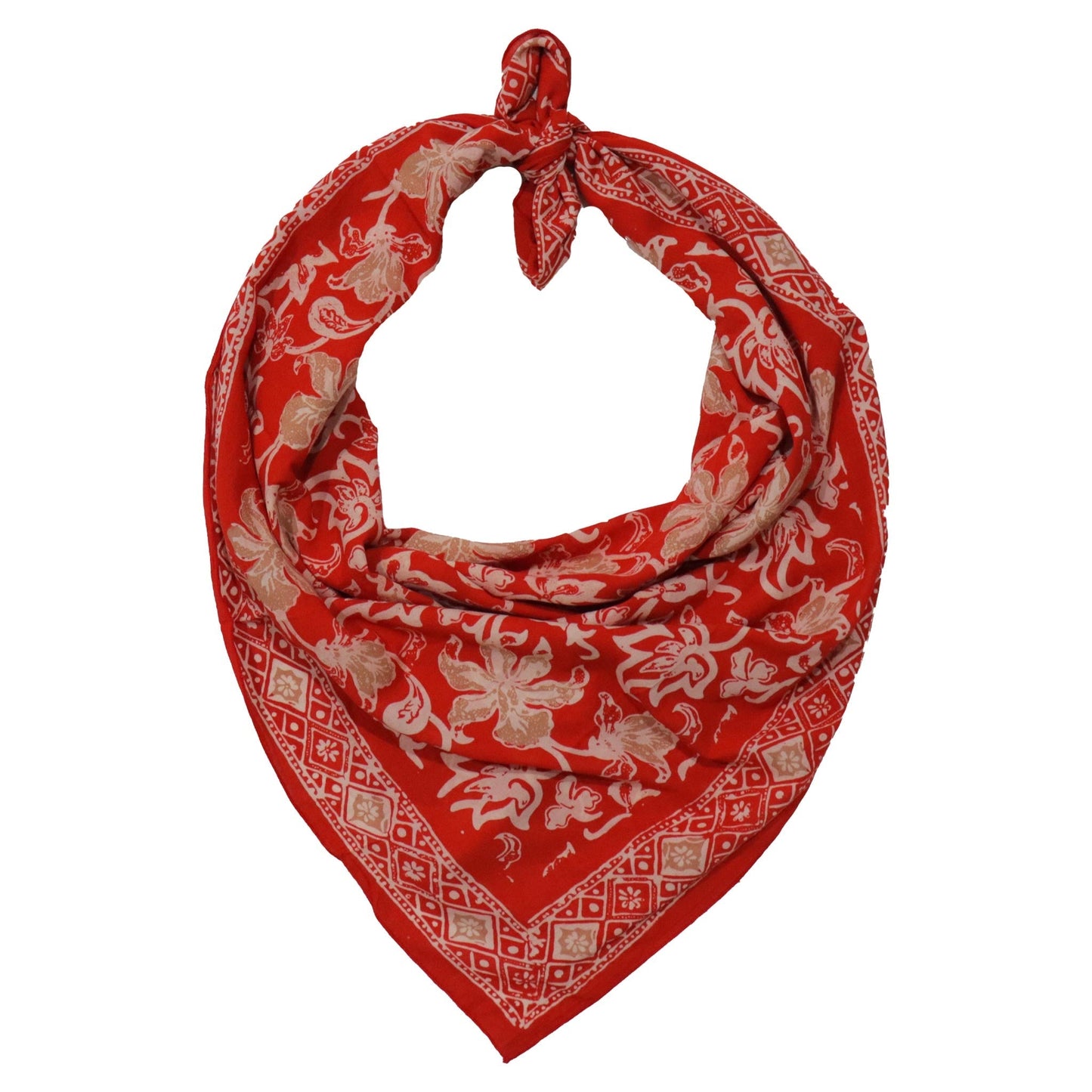 Large Hand-Dyed Batik Bandana | Fiery Flora