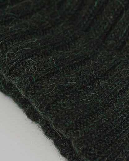 Baby Alpaca Ribbed Beanie | Green Envy