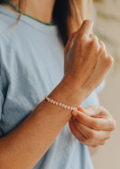 Natural Rose Quartz Toggle Bracelet