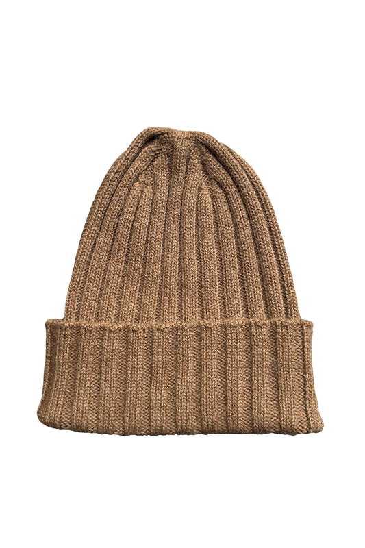 Ribbed Baby Alpaca Beanie | Camel