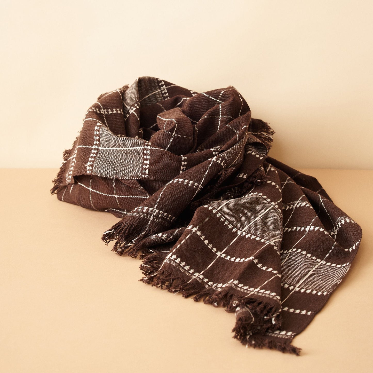 Treacle Checks Pattern Organic Cotton Handloom Throw
