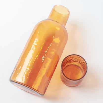 Handblown Hammered Carafe Set | Amber