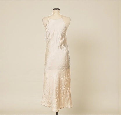 Champagne Satin Slip Dress (Size Medium) image 0