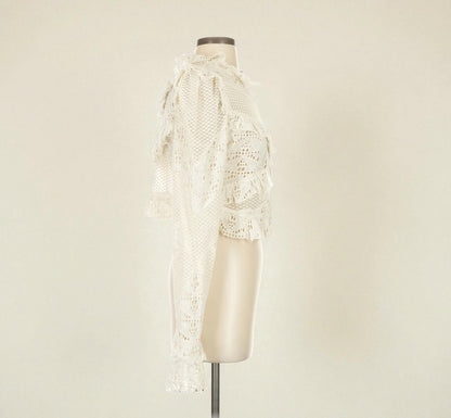 Embroidered Lace Cropped Blouse (Size Small) image 6
