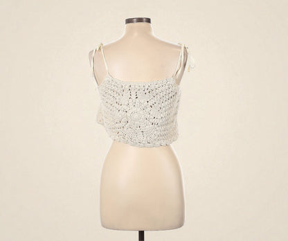 Ivory Crochet Crop Top (Size Large) image 1