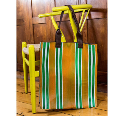 Woven Market Shopper | Spanish Orange & Grass Green