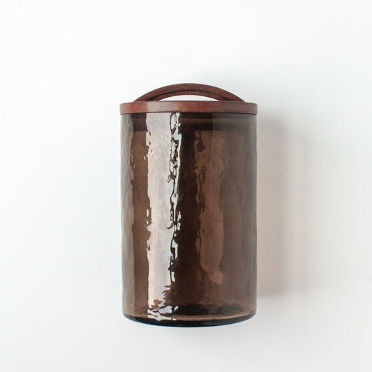 Large Hammered Glass Canister | Smoke
