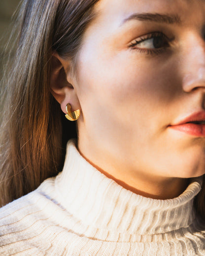 Eclipse Crescent Stud Earrings | 24K Gold Plate