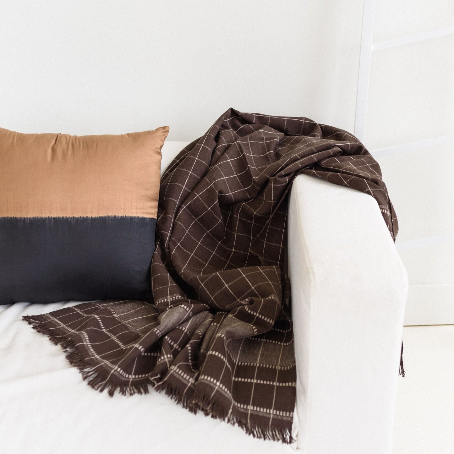 Treacle Checks Pattern Organic Cotton Handloom Throw
