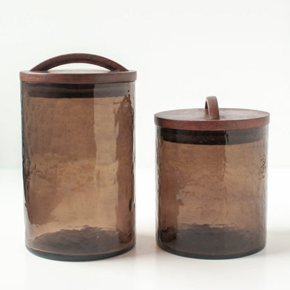 Small Hammered Glass Canister | Smoke