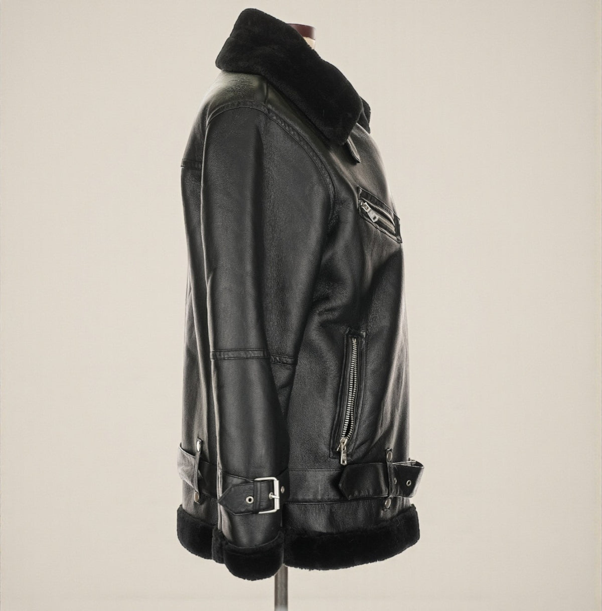 Oversized Black Faux Leather Jacket (Size Large) image 4