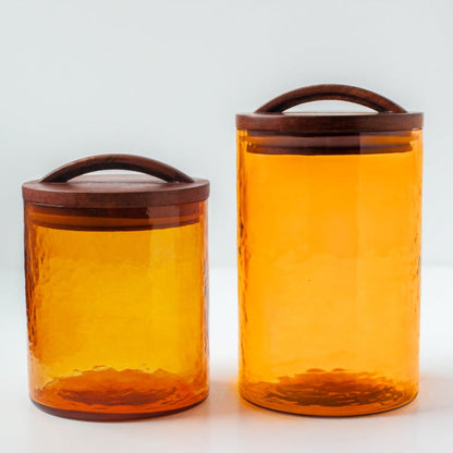 Large Hammered Glass Canister | Amber