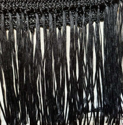 Black Midi Skirt w Fringe (Size Medium) image 3