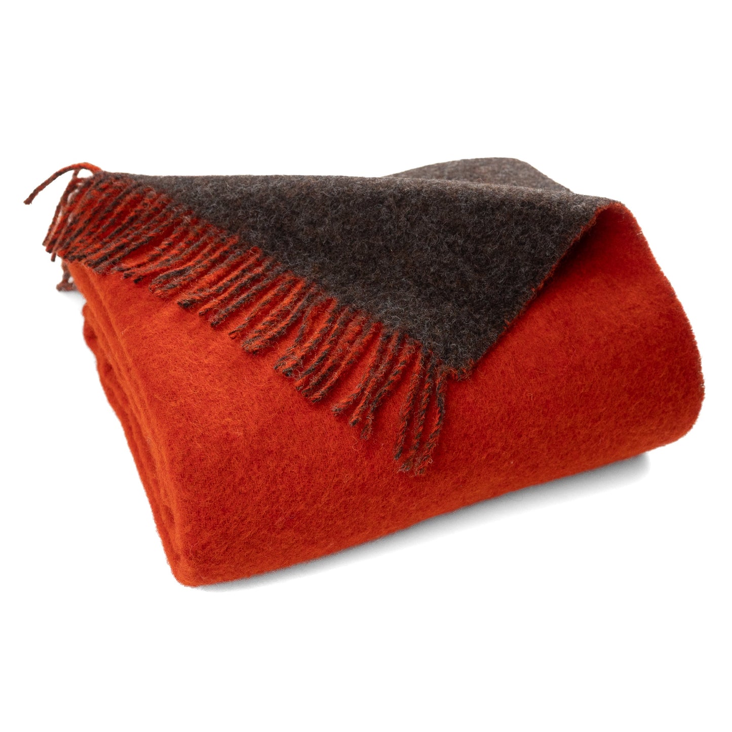 Reversible Wool Throw | Orange + Brown