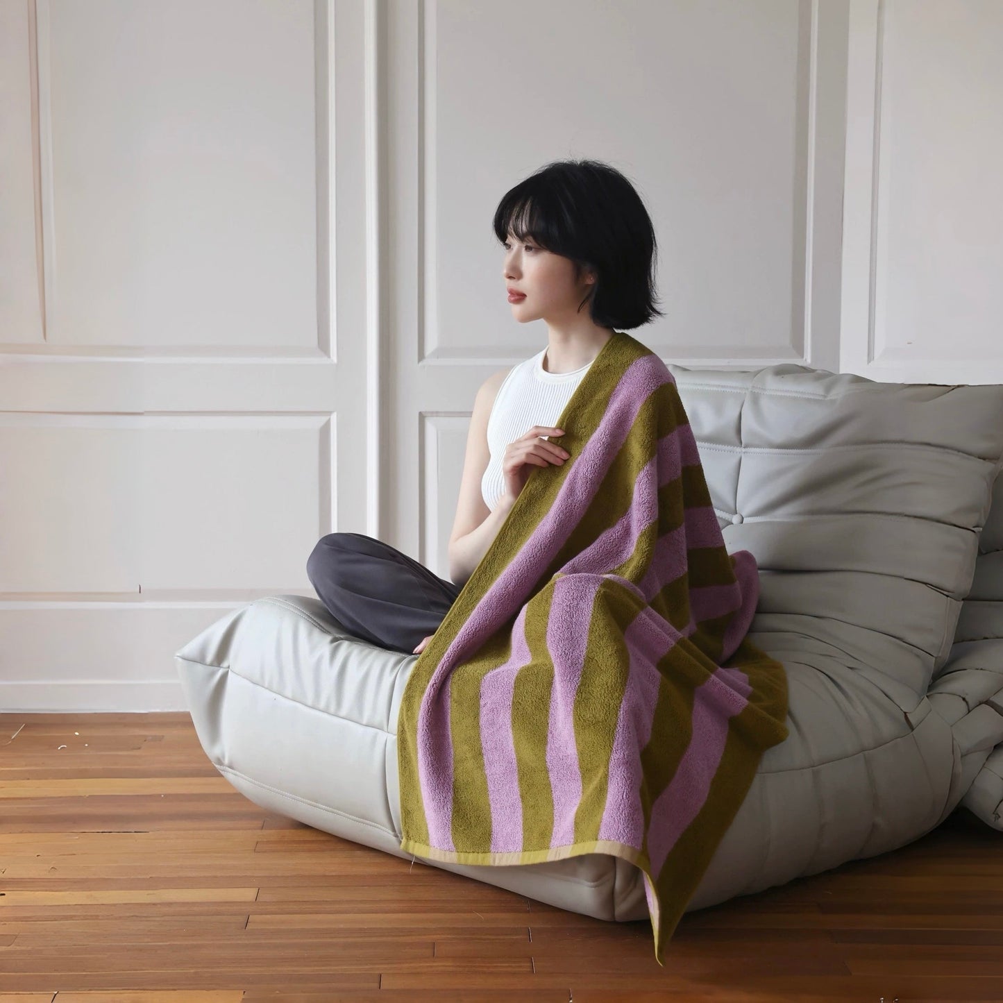 Retro Stripe Organic Cotton Bath Towel