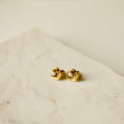 Oyster Stud Earrings | 24K Gold Plated