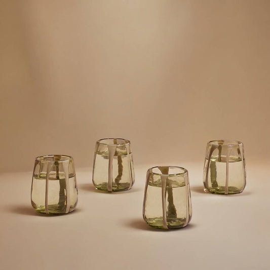Olivia Short Green Olive Glasses | Set of 4