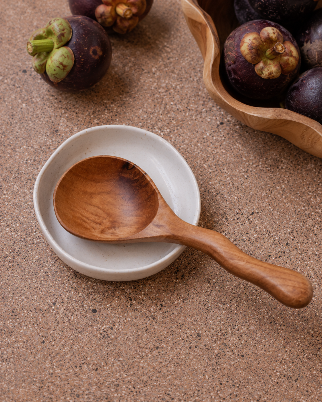 Wavy Teak Serving Spoon Set