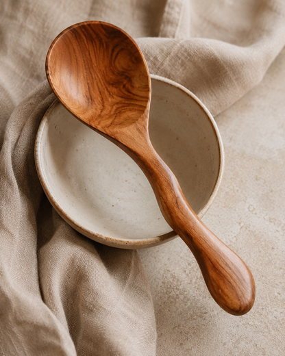 Wavy Teak Serving Spoon Set