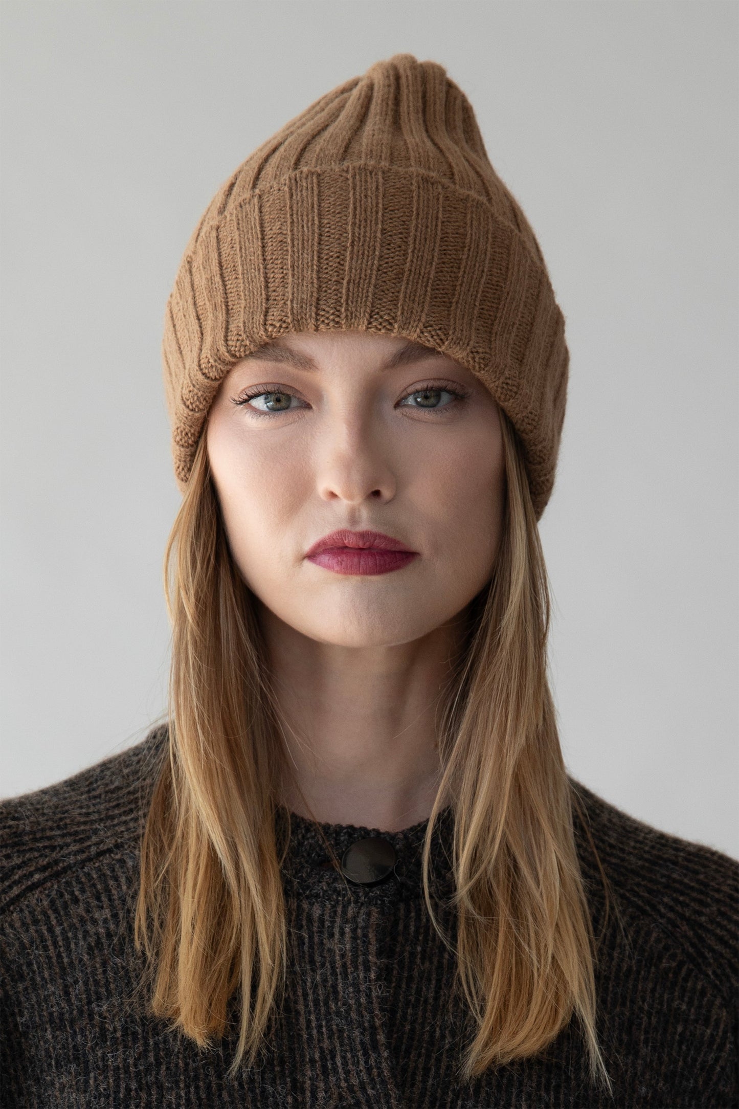 Ribbed Baby Alpaca Beanie | Camel