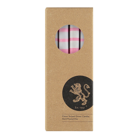 Orange, Pink & Mint Striped Dinner Candles | Set of 4