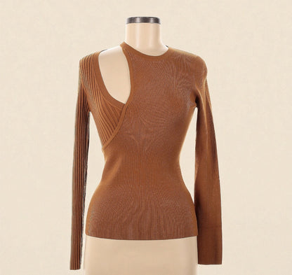 Tan Cut-Out Sweater (Size Medium) image 0