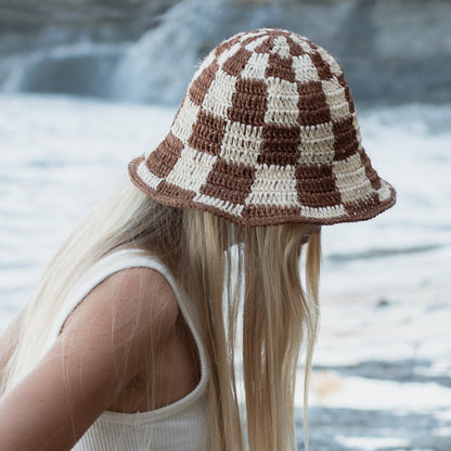 Crocheted Checkered Bucket Hat