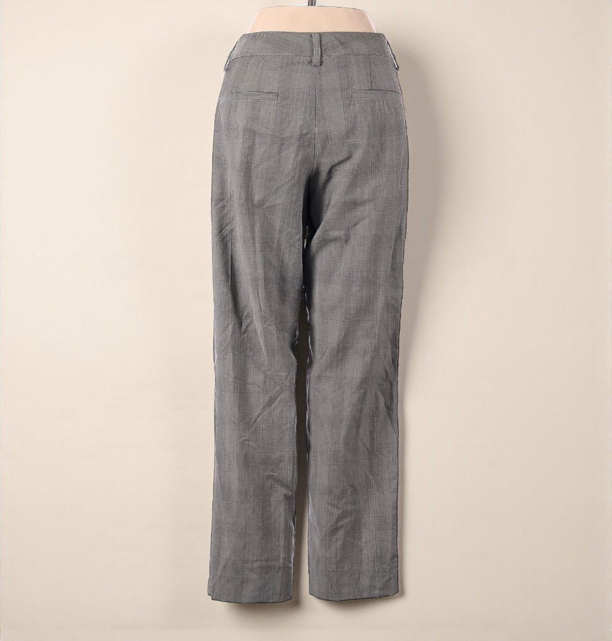 High Waisted Grey Plaid Wool Pants (Size 4) image 1