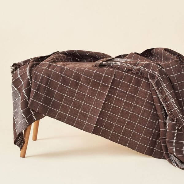 Treacle Checks Pattern Organic Cotton Handloom Throw