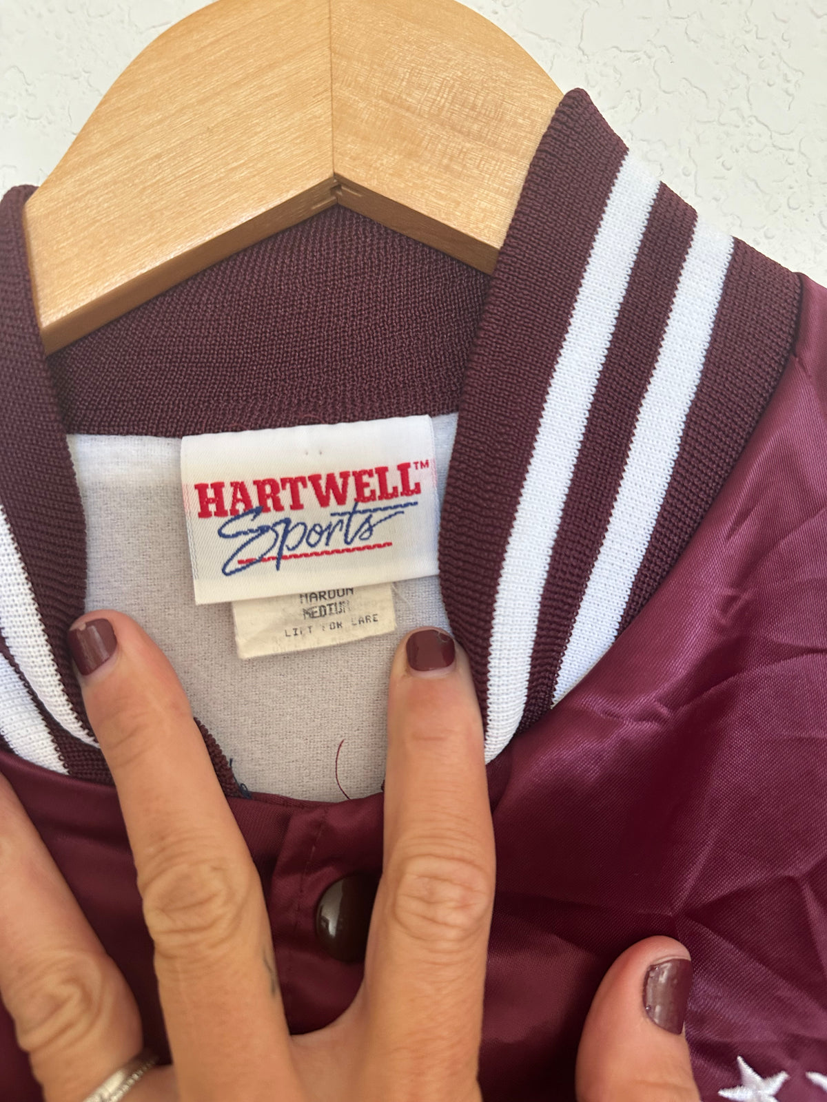 Vintage Burgundy Bomber Jacket (Size Medium) image 5