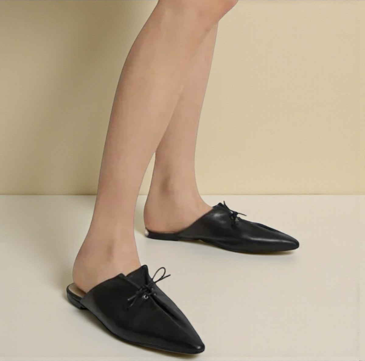 Black Leather Lace Up Mule (Size 39) image 2