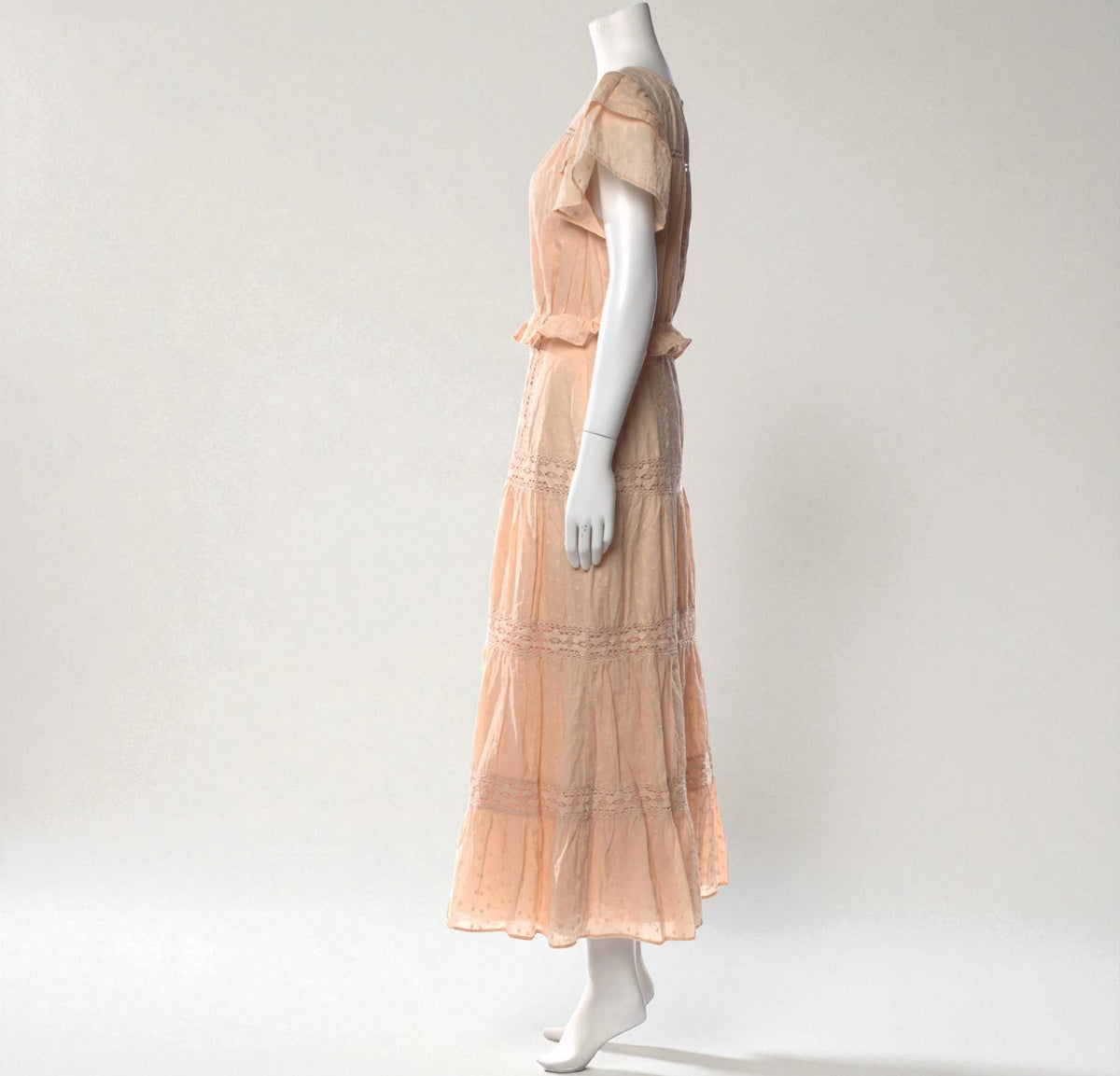 Beige V-Neck Midi Dress (Size Medium) image 1