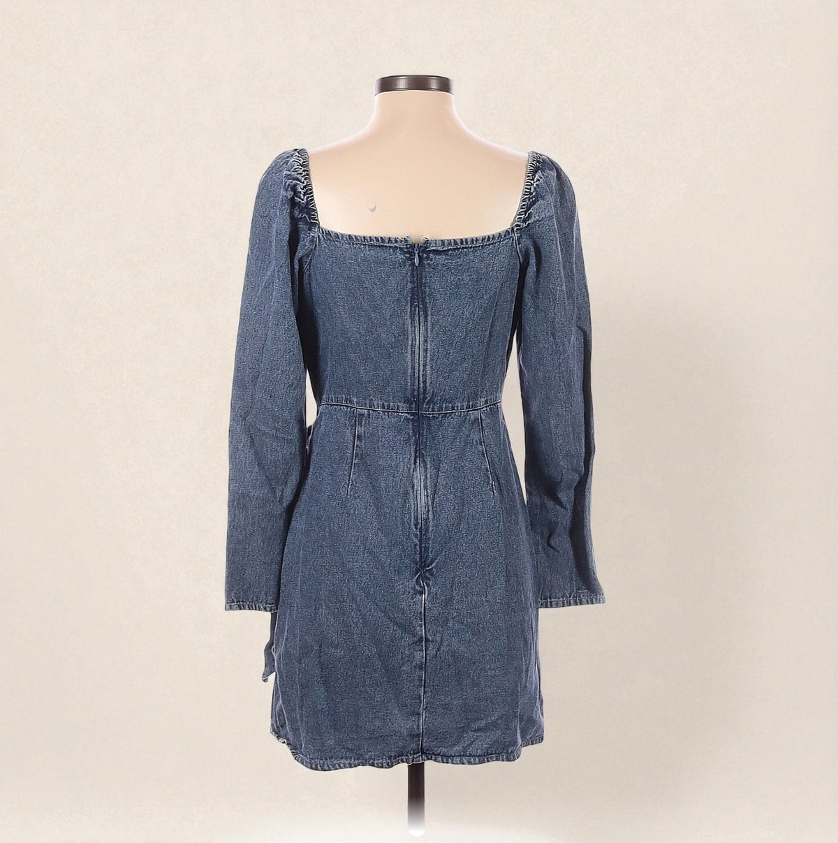 Long Sleeve Denim Wrap Front Mini Dress (Size Small) image 1