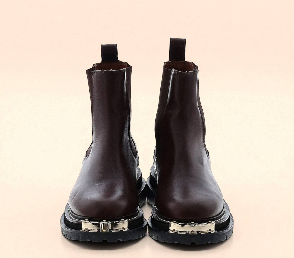 Sandro Brown Leather Lug Sole Chelsea Boot w Metal Detail (Size 40 EU/10) image 0