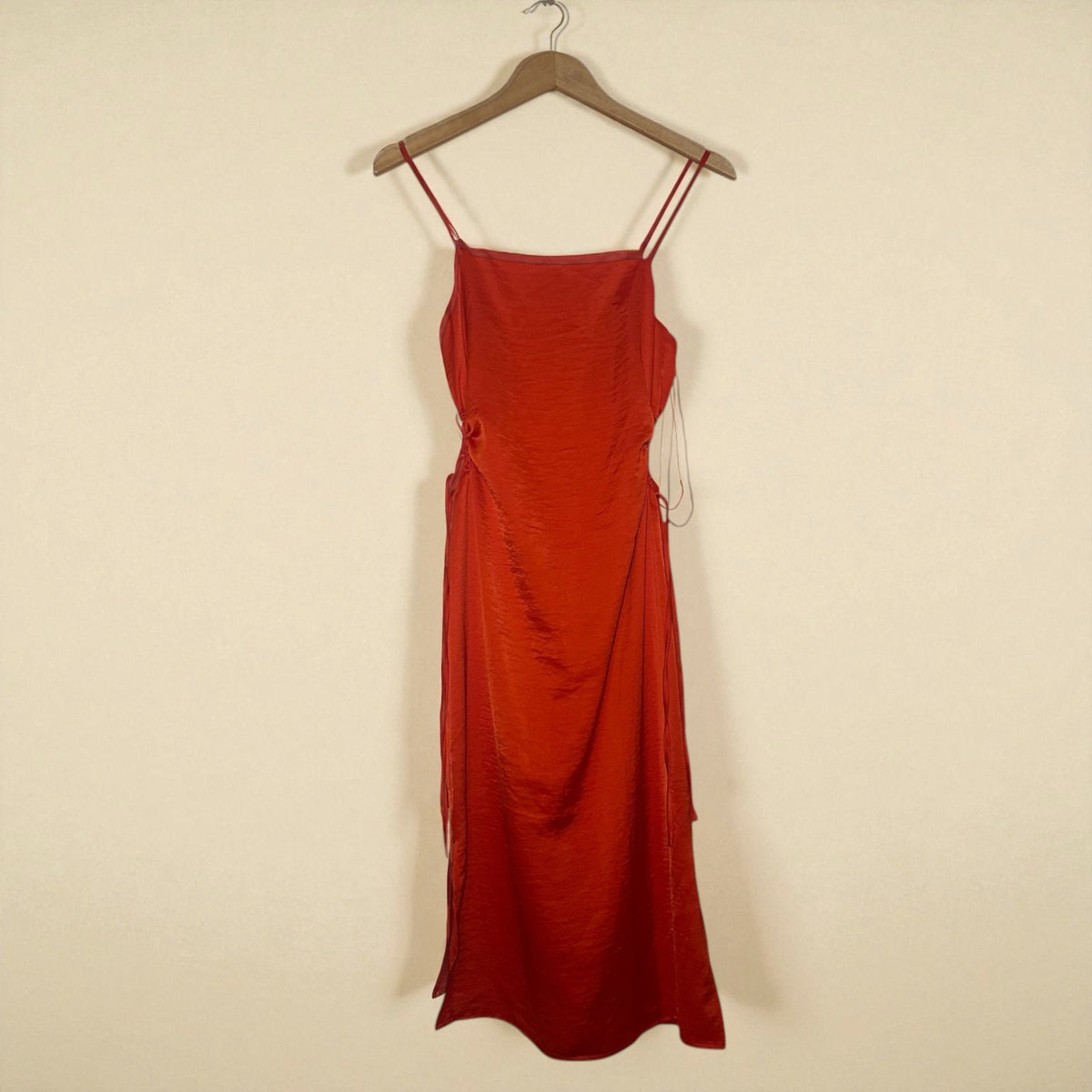 Red Satin Slip Dress (Size Small) image 0