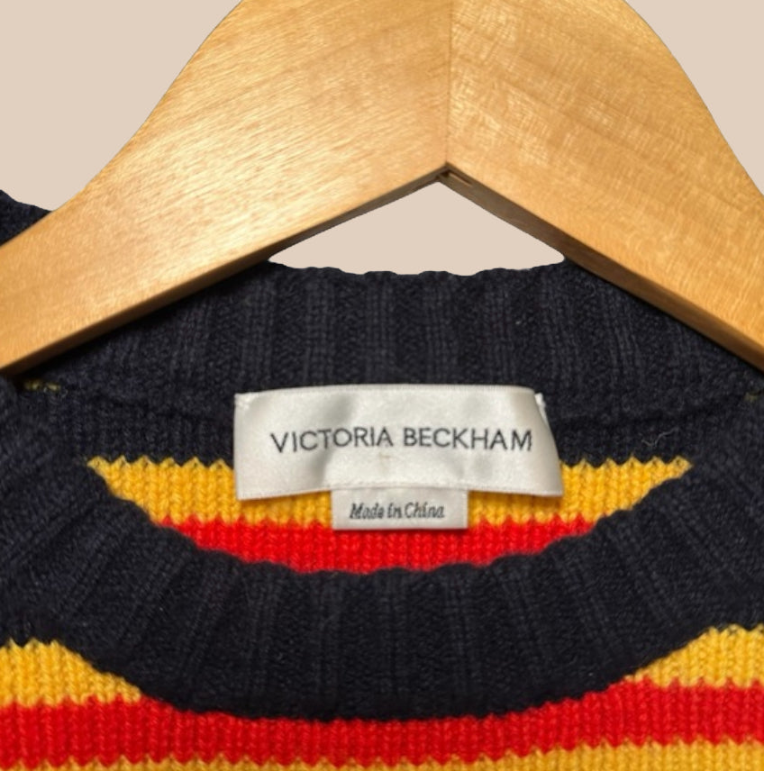 Victoria Beckham Retro Stripe Wool Pullover Sweater (Size Small) image 2