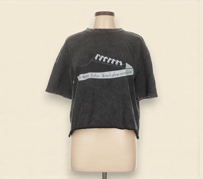 “Wear Your Shoes, Ladies, There’s Glass Everywhere” Graphic Tee (Size Large) image 0