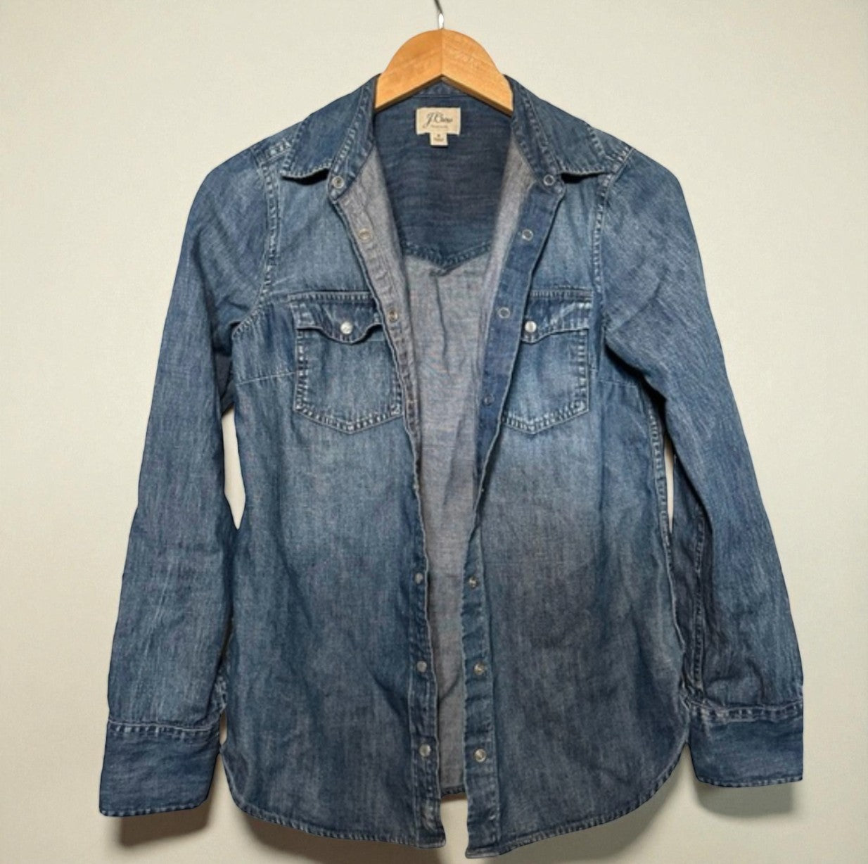 Vintage Western Chambray Denim Shirt w Pearl Snap (Size 4) image 2