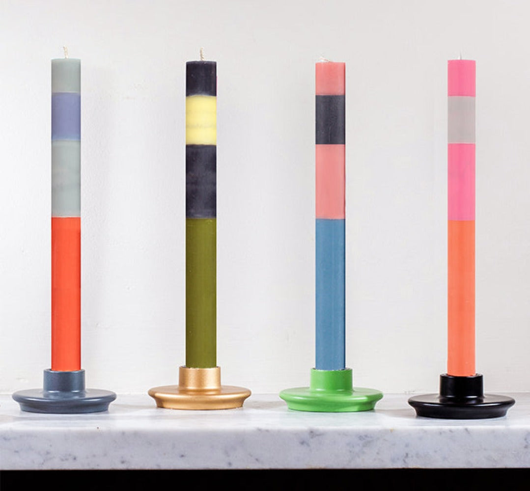 Striped Abstract Dinner Candles | Set of 6
