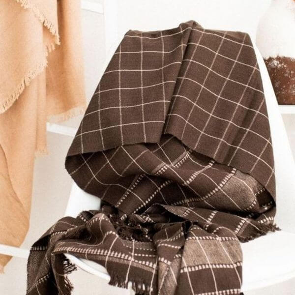 Treacle Checks Pattern Organic Cotton Handloom Throw