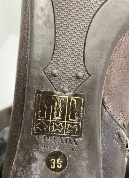 Prada Brown Leather Ankle Boot (Size 9) image 7