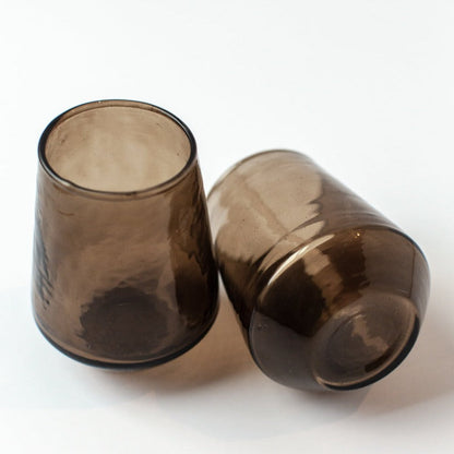 Handblown Hammered Glass Water Tumblers in Smoke | Set of 4