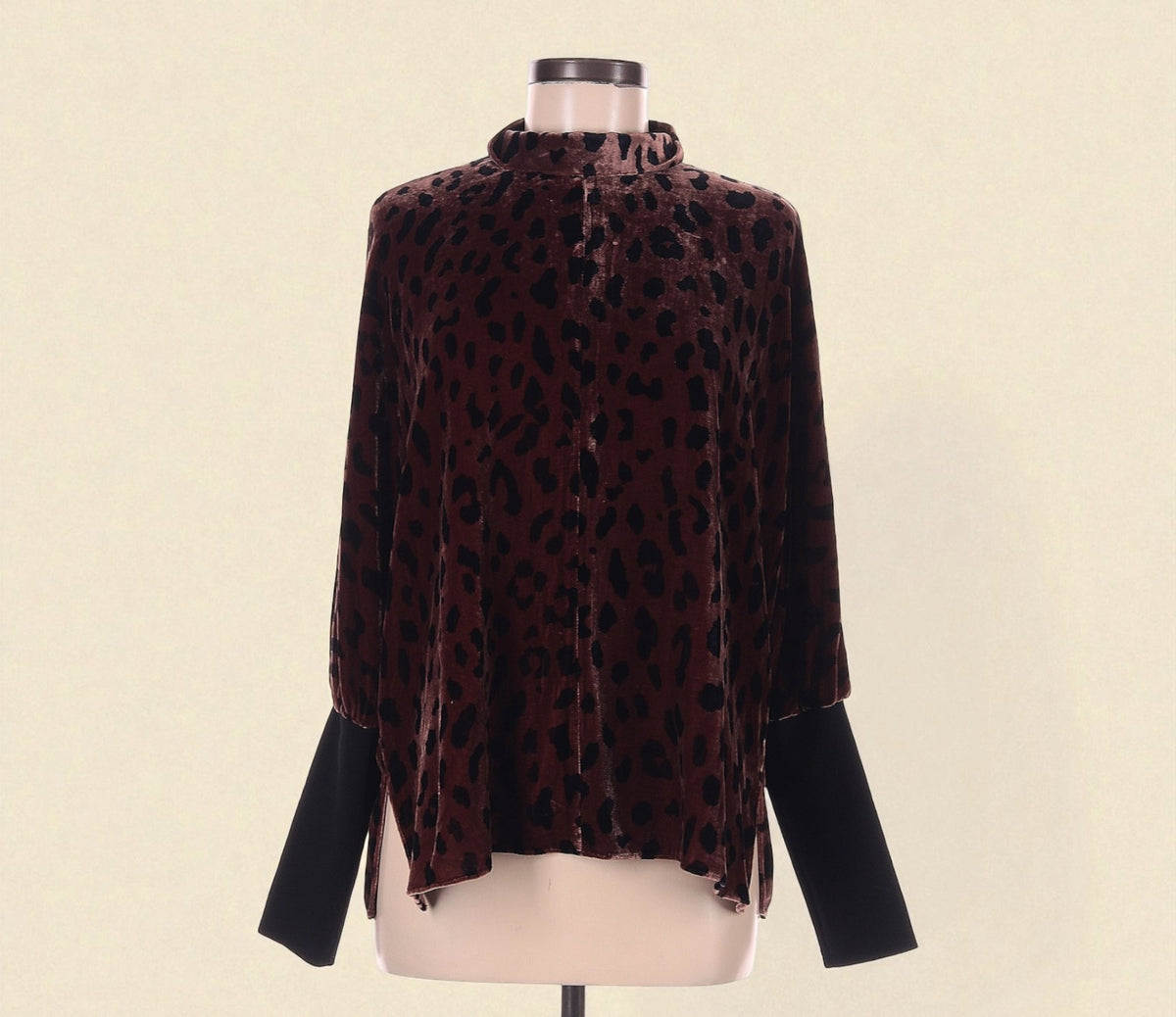 Long Sleeve Animal Print Velvet Blouse (Size Medium) image 0