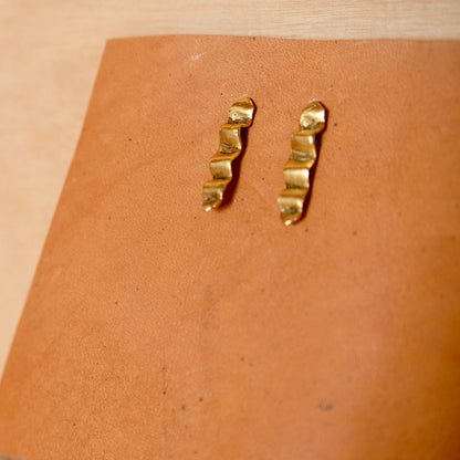 Wave Sculptural Stud Earrings | 24K Gold Plate