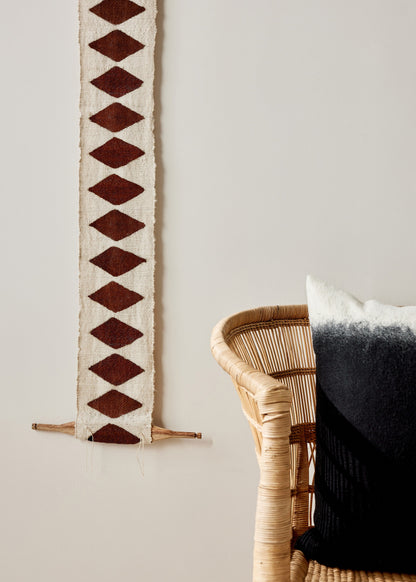 Balance Bogolan Wall Totem | White with Brown Diamonds