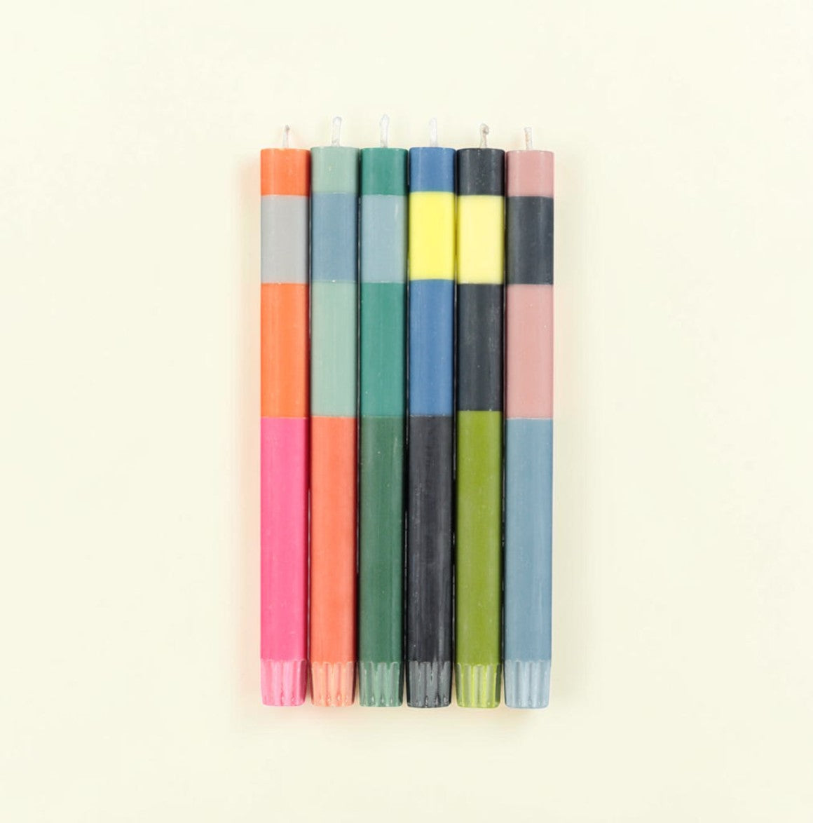 Striped Abstract Dinner Candles | Set of 6